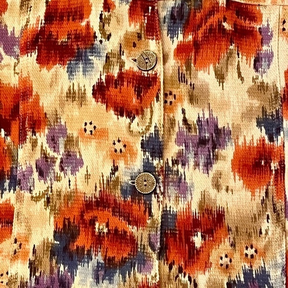 COLDWATER CREEK Women's Petite XS Fall Floral Button Up Long Sleeve Denim Jacket - Picture 11 of 13